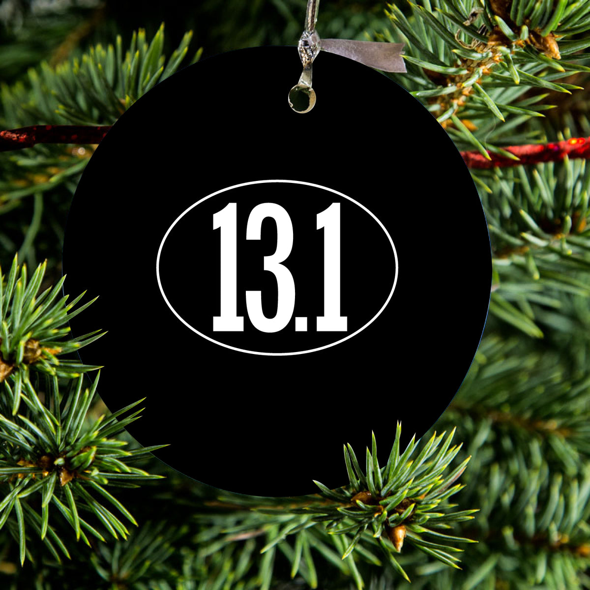 Black White 13.1 Half Marathon Run Ceramic Ornament, view 2