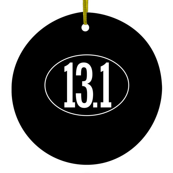 Black White 13.1 Half Marathon Run Ceramic Ornament