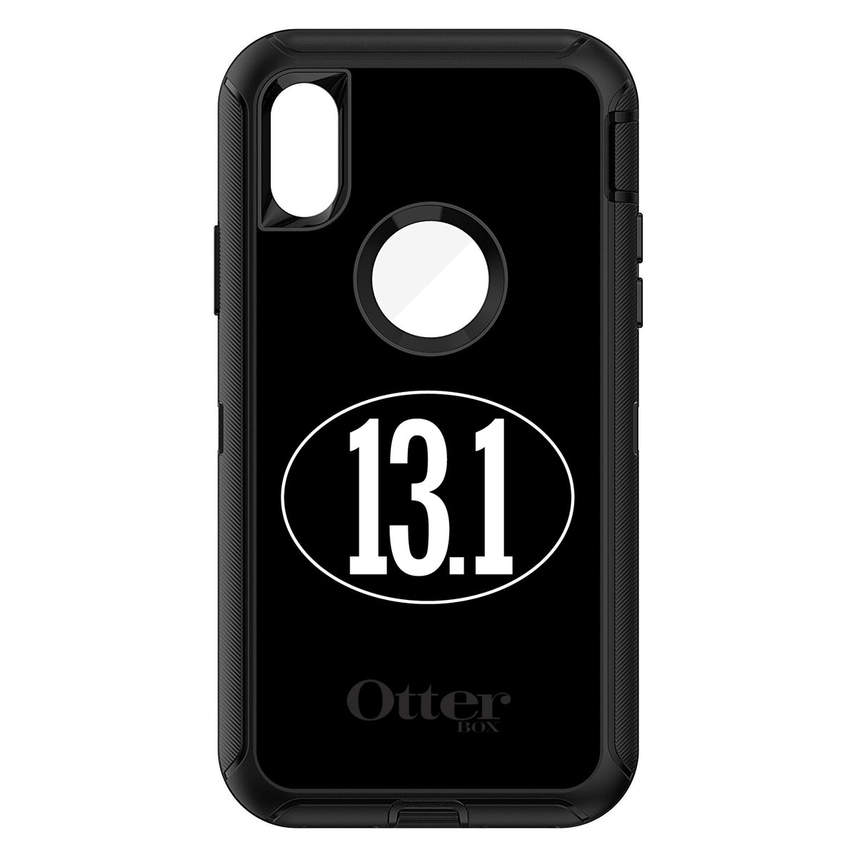 Black White 13.1 Half Marathon Run OtterBox Defender Case for iPhone & Galaxy, view 3