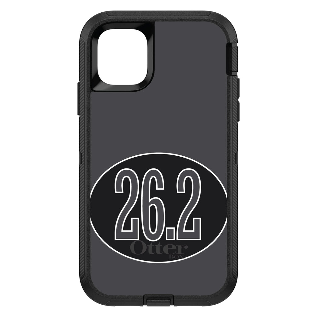 Black 26.2 Oval Marathon Run OtterBox Defender Case for iPhone & Galaxy, view 2