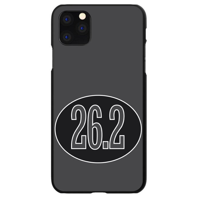 DistinctInk® Hard Plastic Snap-On Case for Apple iPhone or Samsung Galaxy - Black 26.2 Oval Marathon Run