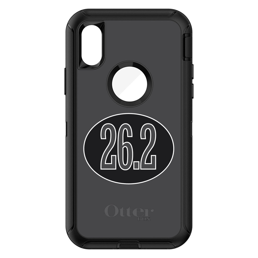 Black 26.2 Oval Marathon Run OtterBox Defender Case for iPhone & Galaxy, view 3