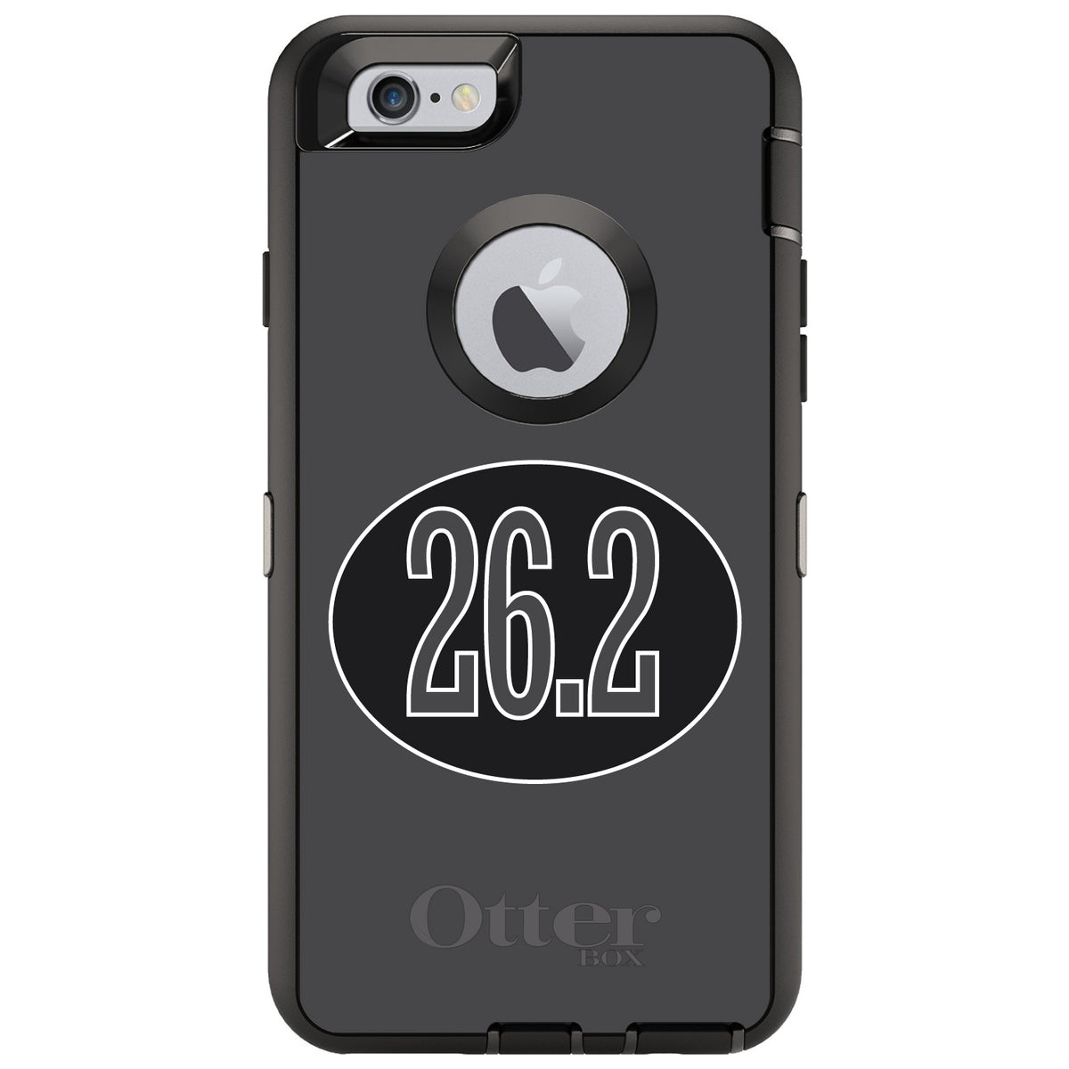 Black 26.2 Oval Marathon Run OtterBox Defender Case for iPhone & Galaxy, view 4