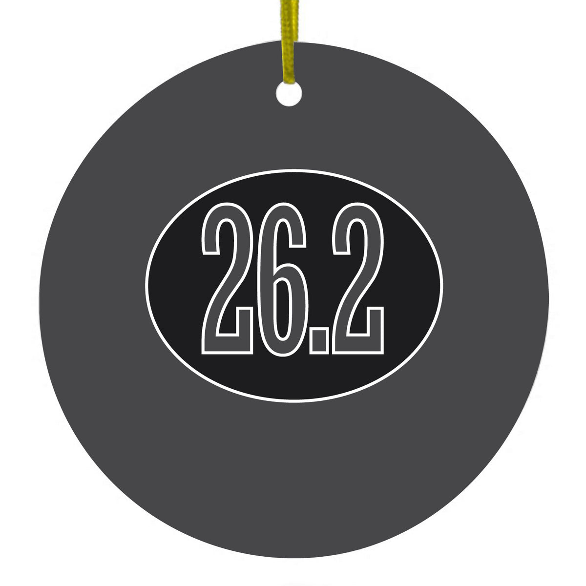 Black 26.2 Oval Marathon Run Ceramic Ornament