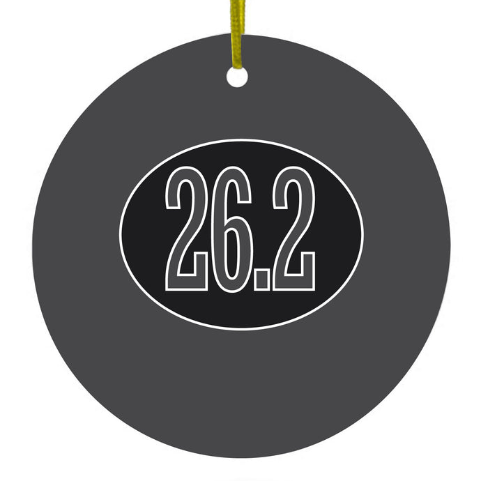 Black 26.2 Oval Marathon Run Ceramic Ornament