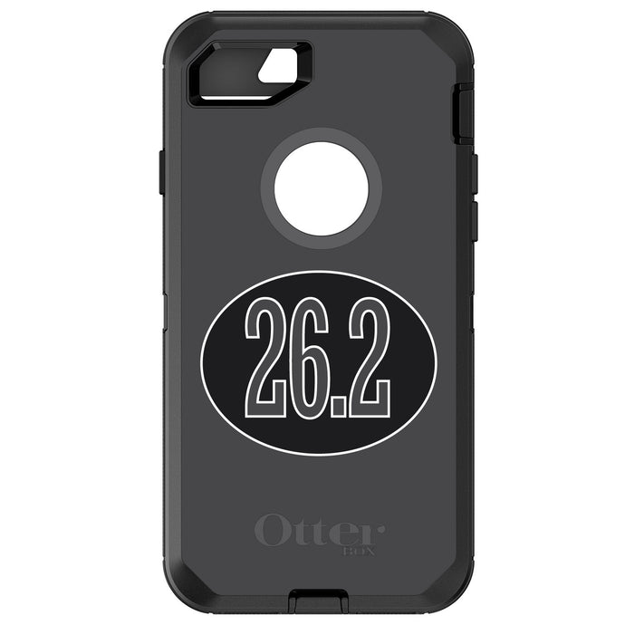 DistinctInk™ OtterBox Defender Series Case for Apple iPhone / Samsung Galaxy / Google Pixel - Black 26.2 Oval Marathon Run