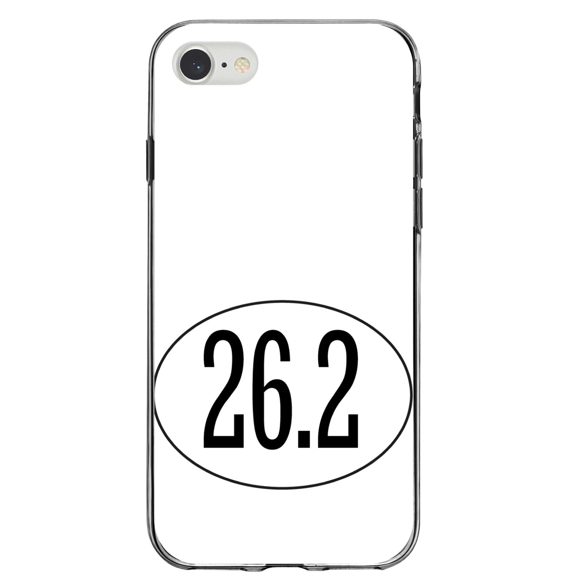 White 26.2 Oval Marathon Run Clear Shockproof iPhone Case, view 5