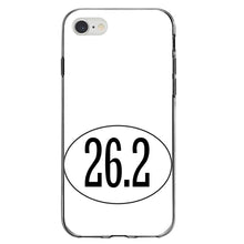 DistinctInk® Clear Shockproof Hybrid Case for Apple iPhone / Samsung Galaxy / Google Pixel - White 26.2 Oval Marathon Run