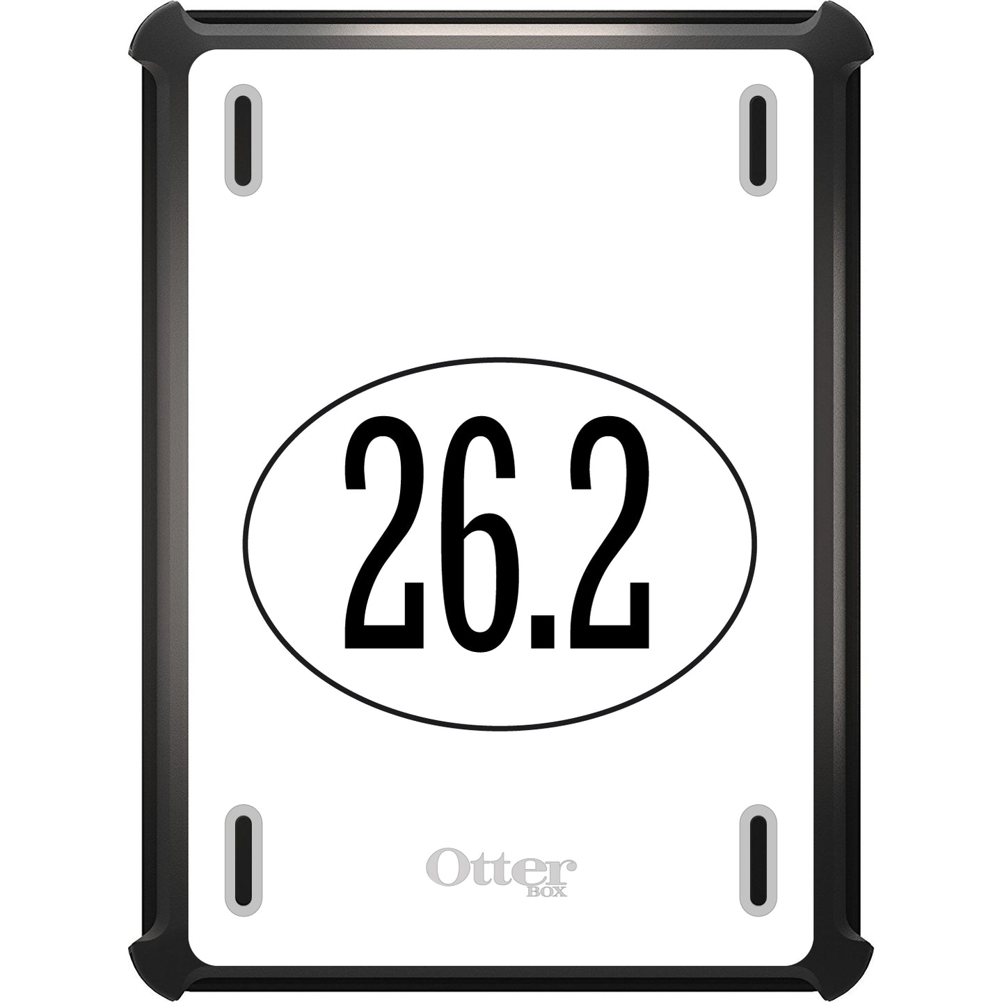 DistinctInk™ OtterBox Defender Series Case for Apple iPad / iPad Pro / iPad Air / iPad Mini - White 26.2 Oval Marathon Run