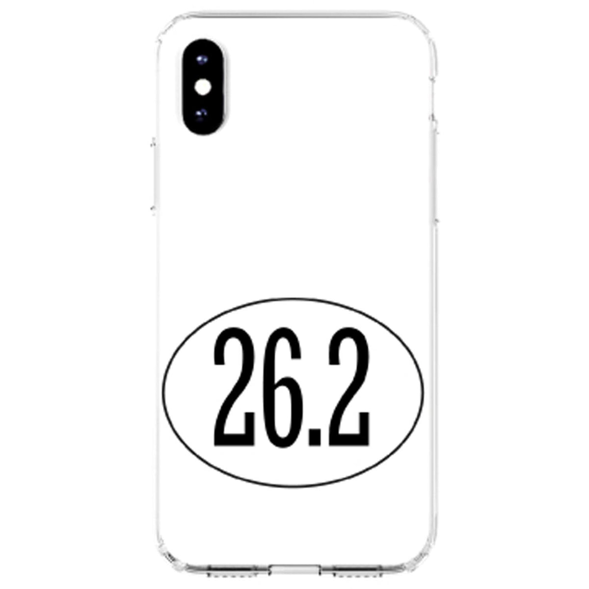 White 26.2 Oval Marathon Run Clear Shockproof iPhone Case, view 2