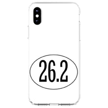 DistinctInk® Clear Shockproof Hybrid Case for Apple iPhone / Samsung Galaxy / Google Pixel - White 26.2 Oval Marathon Run