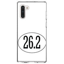 DistinctInk® Clear Shockproof Hybrid Case for Apple iPhone / Samsung Galaxy / Google Pixel - White 26.2 Oval Marathon Run