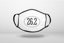 White 26.2 Oval Marathon Run - 3-Ply Reusable Soft Face Mask Covering, Unisex, Cotton Inner Layer