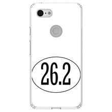 DistinctInk® Clear Shockproof Hybrid Case for Apple iPhone / Samsung Galaxy / Google Pixel - White 26.2 Oval Marathon Run