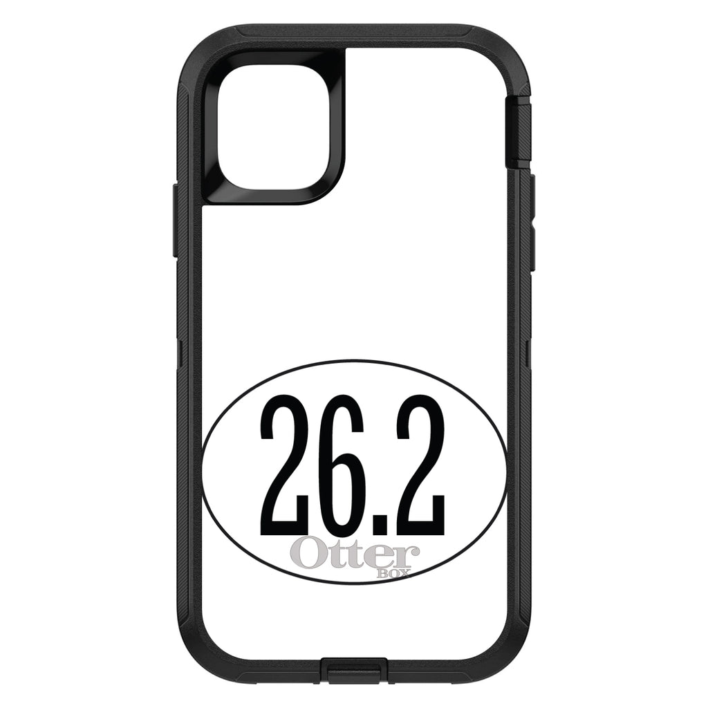 White 26.2 Oval Marathon Run OtterBox Defender Case for iPhone & Galaxy, view 2