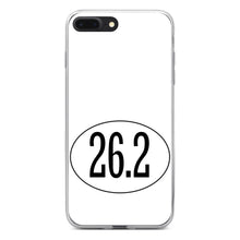 DistinctInk® Clear Shockproof Hybrid Case for Apple iPhone / Samsung Galaxy / Google Pixel - White 26.2 Oval Marathon Run