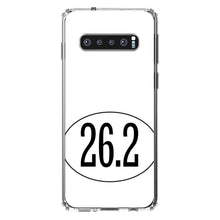 DistinctInk® Clear Shockproof Hybrid Case for Apple iPhone / Samsung Galaxy / Google Pixel - White 26.2 Oval Marathon Run