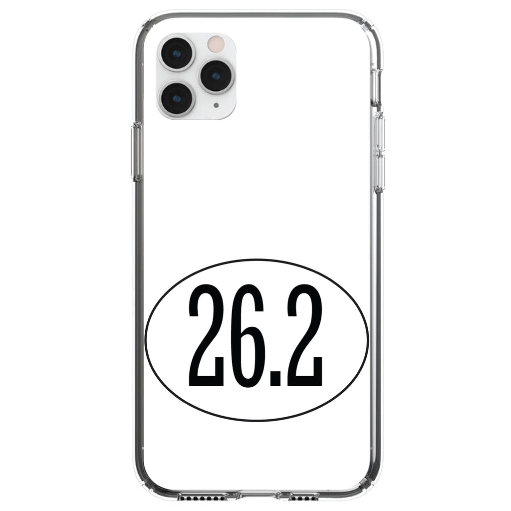 White 26.2 Oval Marathon Run Clear Shockproof iPhone Case