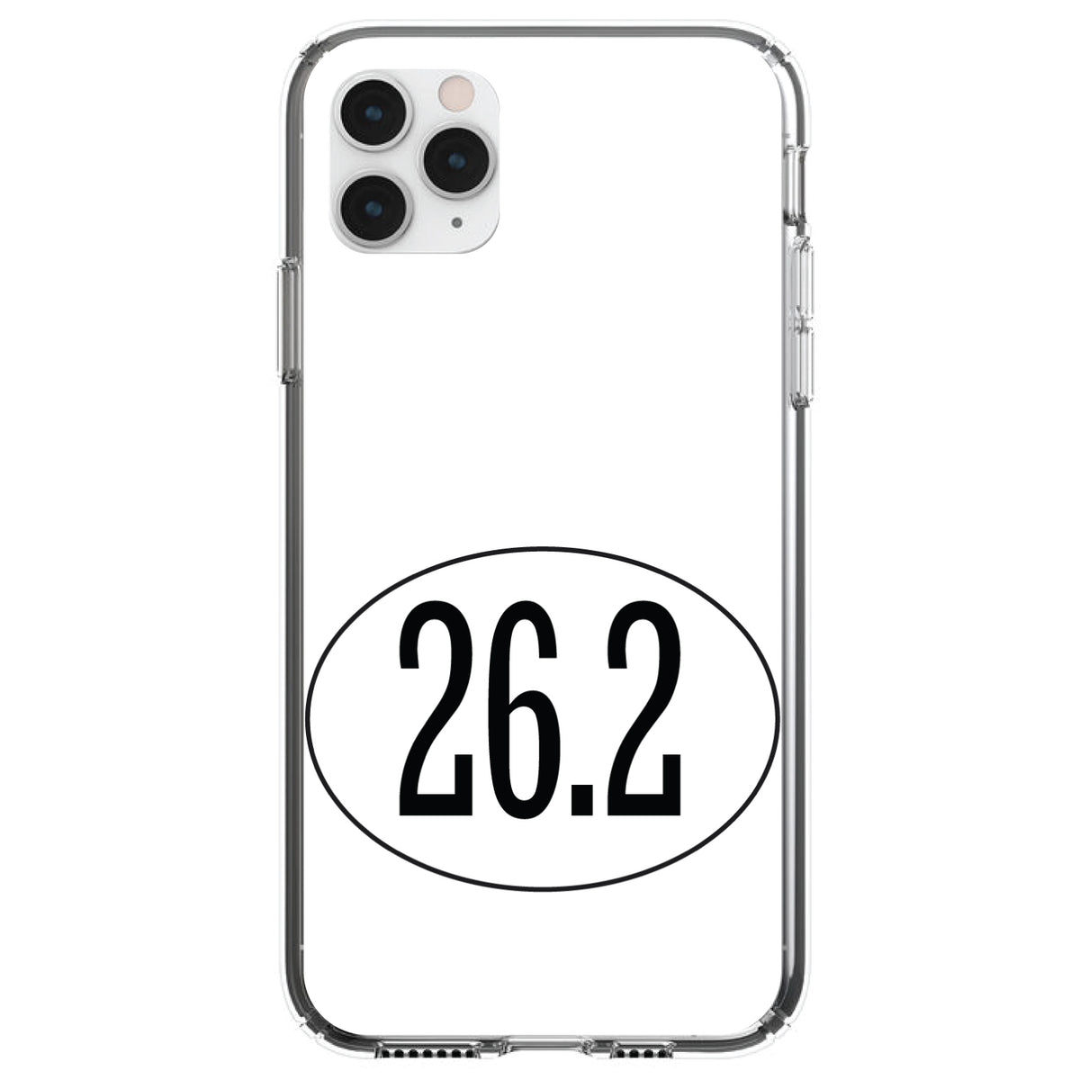 White 26.2 Oval Marathon Run Clear Shockproof iPhone Case