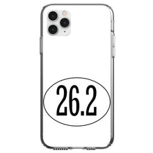 DistinctInk® Clear Shockproof Hybrid Case for Apple iPhone / Samsung Galaxy / Google Pixel - White 26.2 Oval Marathon Run