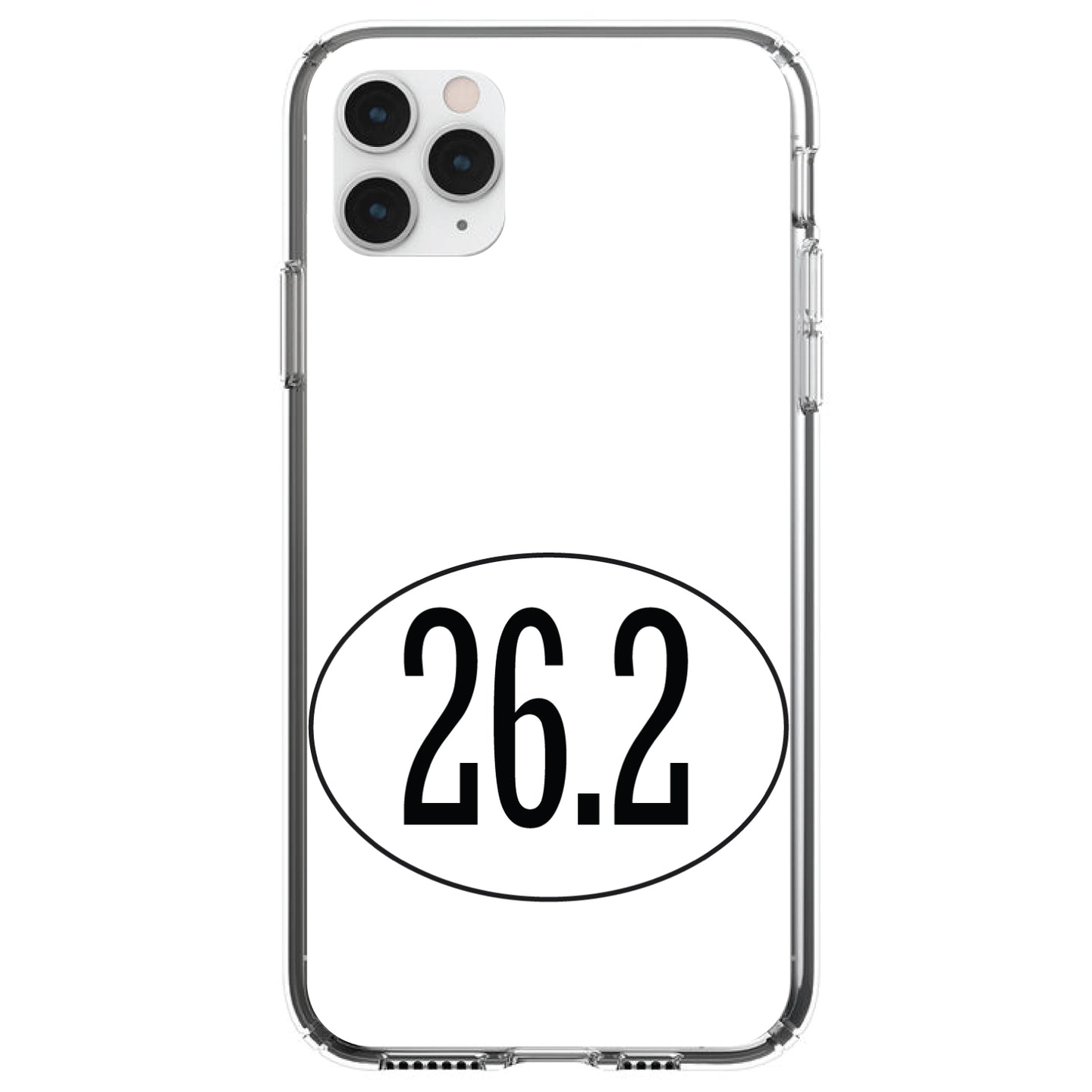 DistinctInk® Clear Shockproof Hybrid Case for Apple iPhone / Samsung Galaxy / Google Pixel - White 26.2 Oval Marathon Run
