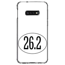 DistinctInk® Clear Shockproof Hybrid Case for Apple iPhone / Samsung Galaxy / Google Pixel - White 26.2 Oval Marathon Run