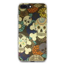 DistinctInk® Clear Shockproof Hybrid Case for Apple iPhone / Samsung Galaxy / Google Pixel - Sugar Skulls Green Orange