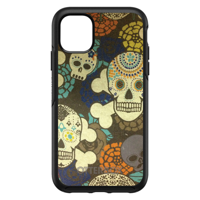 DistinctInk™ OtterBox Symmetry Series Case for Apple iPhone / Samsung Galaxy / Google Pixel - Sugar Skulls Green Orange