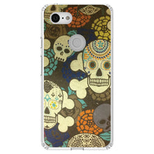 DistinctInk® Clear Shockproof Hybrid Case for Apple iPhone / Samsung Galaxy / Google Pixel - Sugar Skulls Green Orange