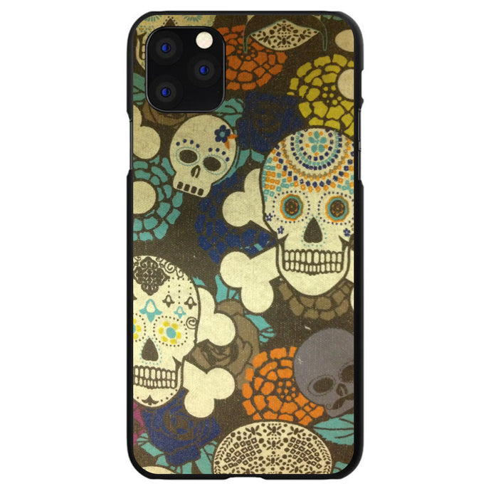 DistinctInk® Hard Plastic Snap-On Case for Apple iPhone or Samsung Galaxy - Sugar Skulls Green Orange
