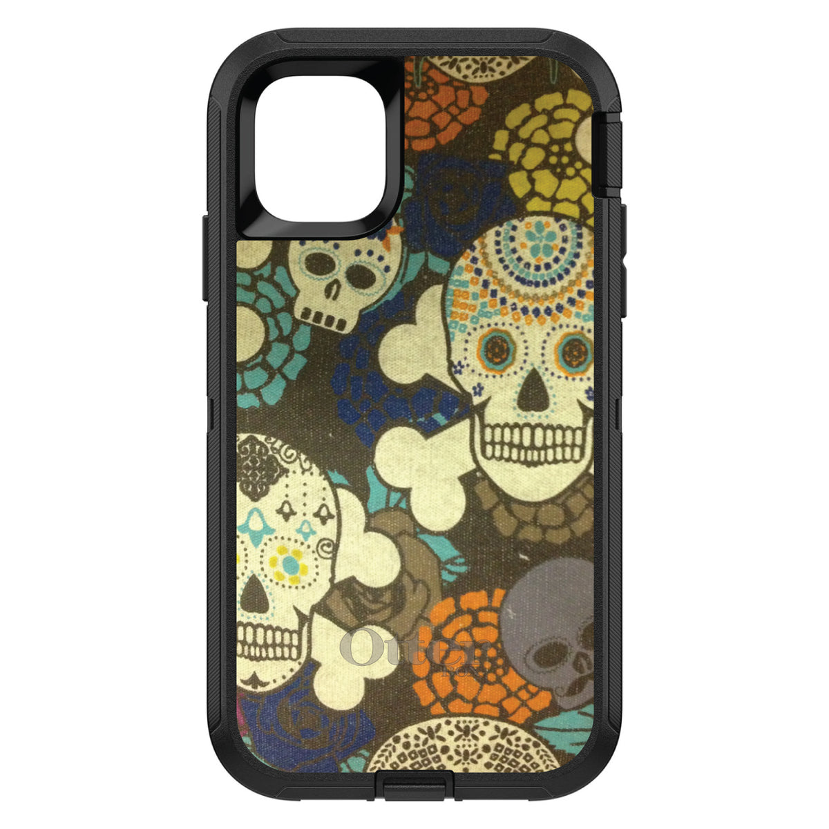 Sugar Skulls Green Orange OtterBox Defender Case for iPhone & Galaxy, view 2
