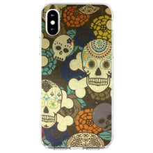 DistinctInk® Clear Shockproof Hybrid Case for Apple iPhone / Samsung Galaxy / Google Pixel - Sugar Skulls Green Orange