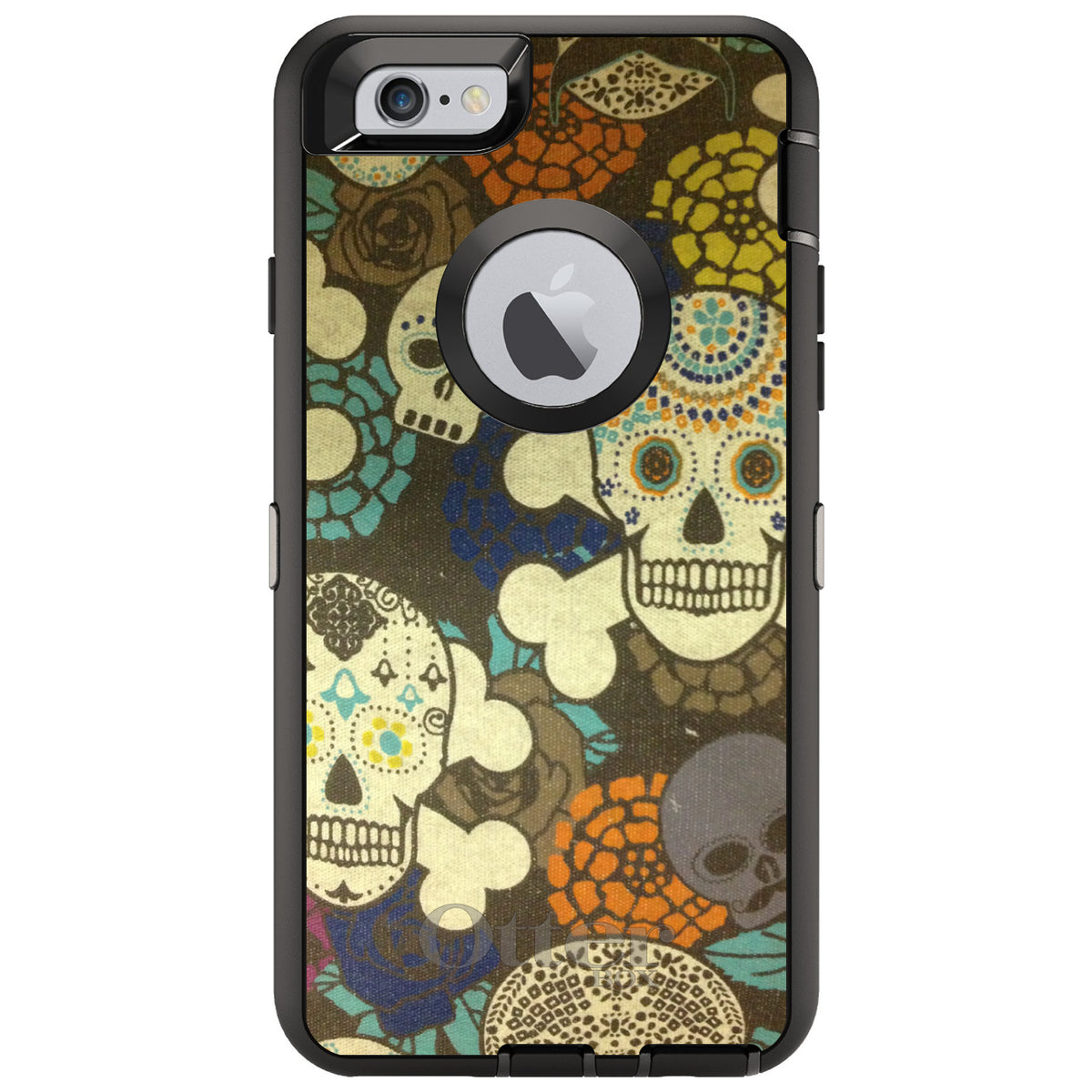 Sugar Skulls Green Orange OtterBox Defender Case for iPhone & Galaxy, view 4