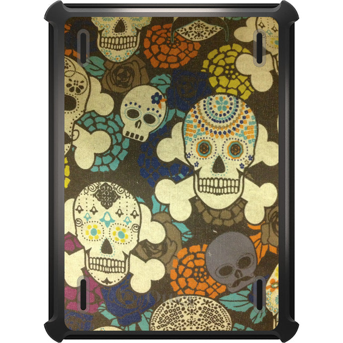 DistinctInk™ OtterBox Defender Series Case for Apple iPad / iPad Pro / iPad Air / iPad Mini - Sugar Skulls Green Orange