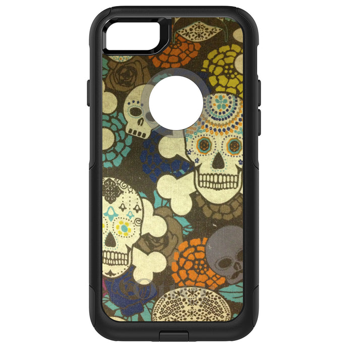 DistinctInk OtterBox Commuter Series Case for Apple iPhone or Samsung Galaxy - Sugar Skulls Green Orange