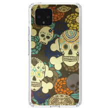 DistinctInk® Clear Shockproof Hybrid Case for Apple iPhone / Samsung Galaxy / Google Pixel - Sugar Skulls Green Orange