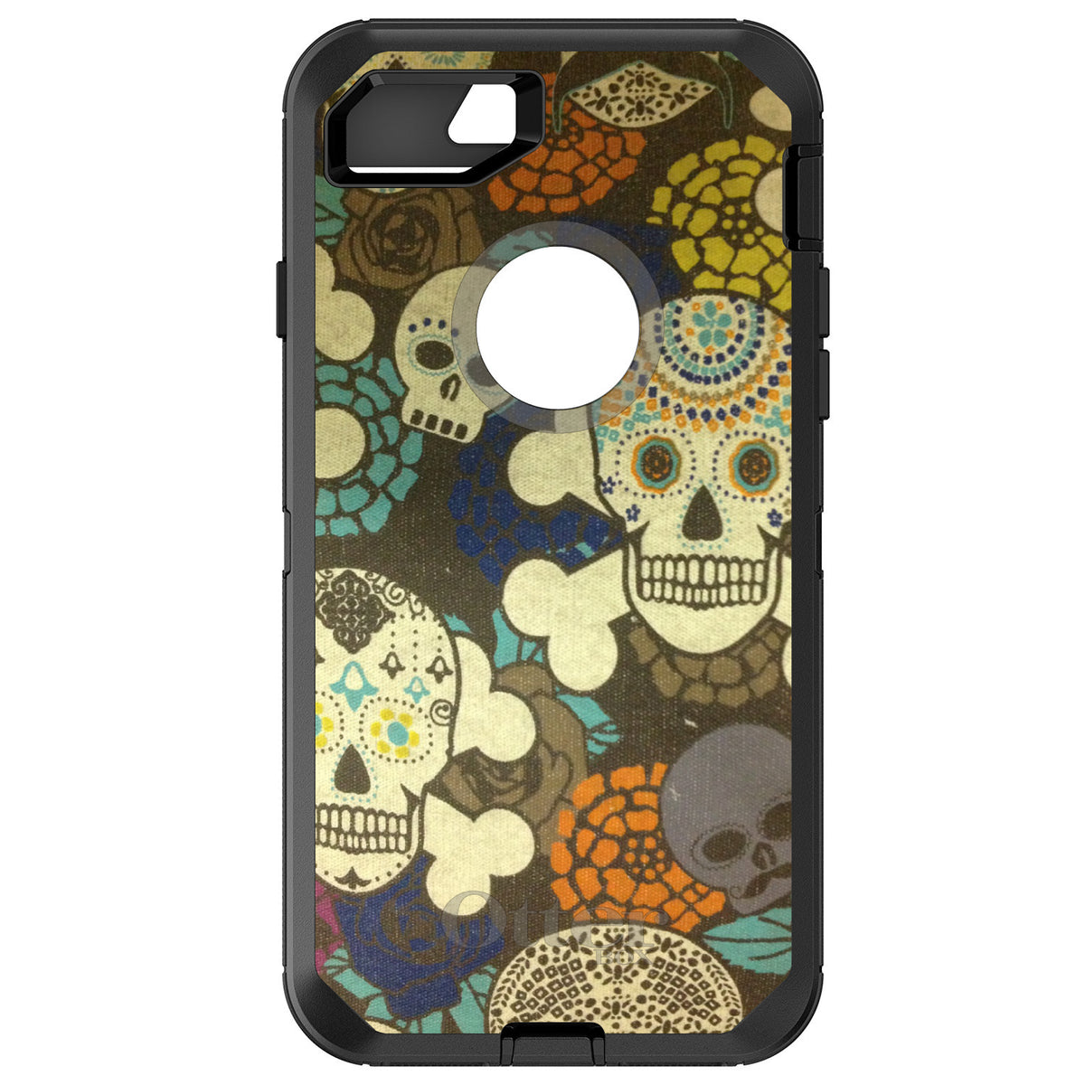 Sugar Skulls Green Orange OtterBox Defender Case for iPhone & Galaxy