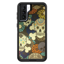 DistinctInk™ OtterBox Defender Series Case for Apple iPhone / Samsung Galaxy / Google Pixel - Sugar Skulls Green Orange