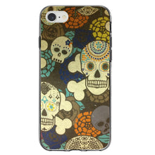 DistinctInk® Clear Shockproof Hybrid Case for Apple iPhone / Samsung Galaxy / Google Pixel - Sugar Skulls Green Orange