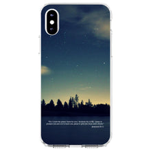 DistinctInk® Clear Shockproof Hybrid Case for Apple iPhone / Samsung Galaxy / Google Pixel - Night Sky Lake Jeremiah 29:11