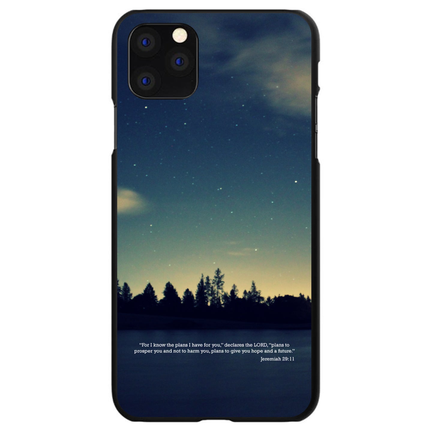 DistinctInk® Hard Plastic Snap-On Case for Apple iPhone or Samsung Galaxy - Night Sky Lake Jeremiah 29:11