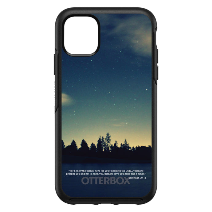 DistinctInk™ OtterBox Symmetry Series Case for Apple iPhone / Samsung Galaxy / Google Pixel - Night Sky Lake Jeremiah 29:11