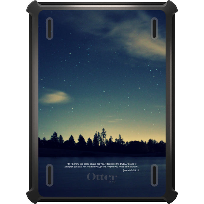 DistinctInk™ OtterBox Defender Series Case for Apple iPad / iPad Pro / iPad Air / iPad Mini - Night Sky Lake Jeremiah 29:11