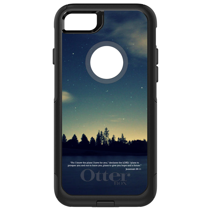 DistinctInk OtterBox Commuter Series Case for Apple iPhone or Samsung Galaxy - Night Sky Lake Jeremiah 29:11