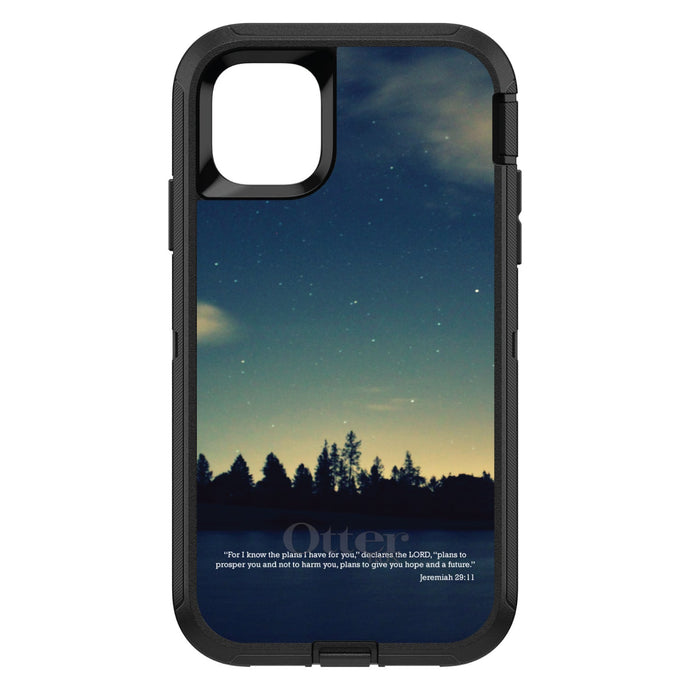 DistinctInk™ OtterBox Defender Series Case for Apple iPhone / Samsung Galaxy / Google Pixel - Night Sky Lake Jeremiah 29:11