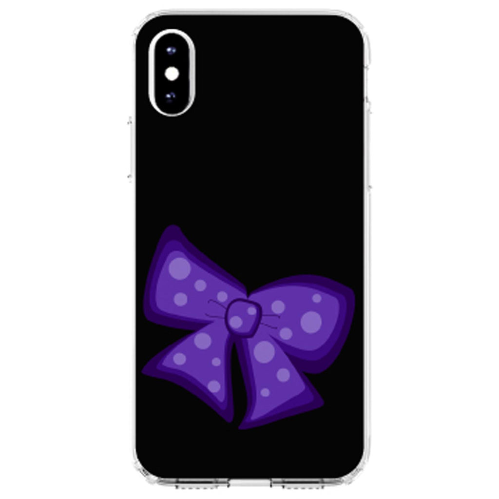 Purple Black Bow Ribbon Clear Shockproof iPhone Case, view 2