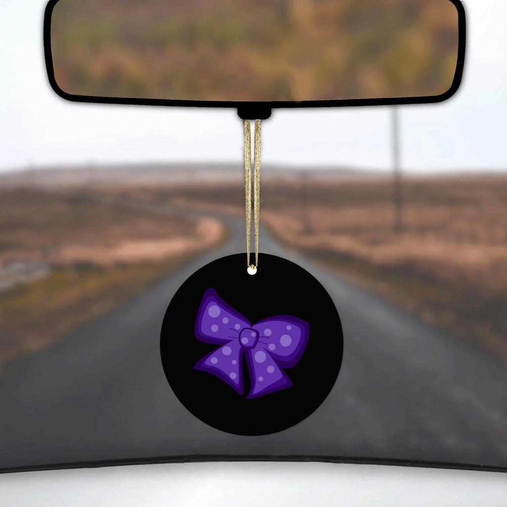 Purple Black Bow Ribbon Ceramic Ornament, view 3