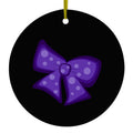Purple Black Bow Ribbon Ceramic Ornament
