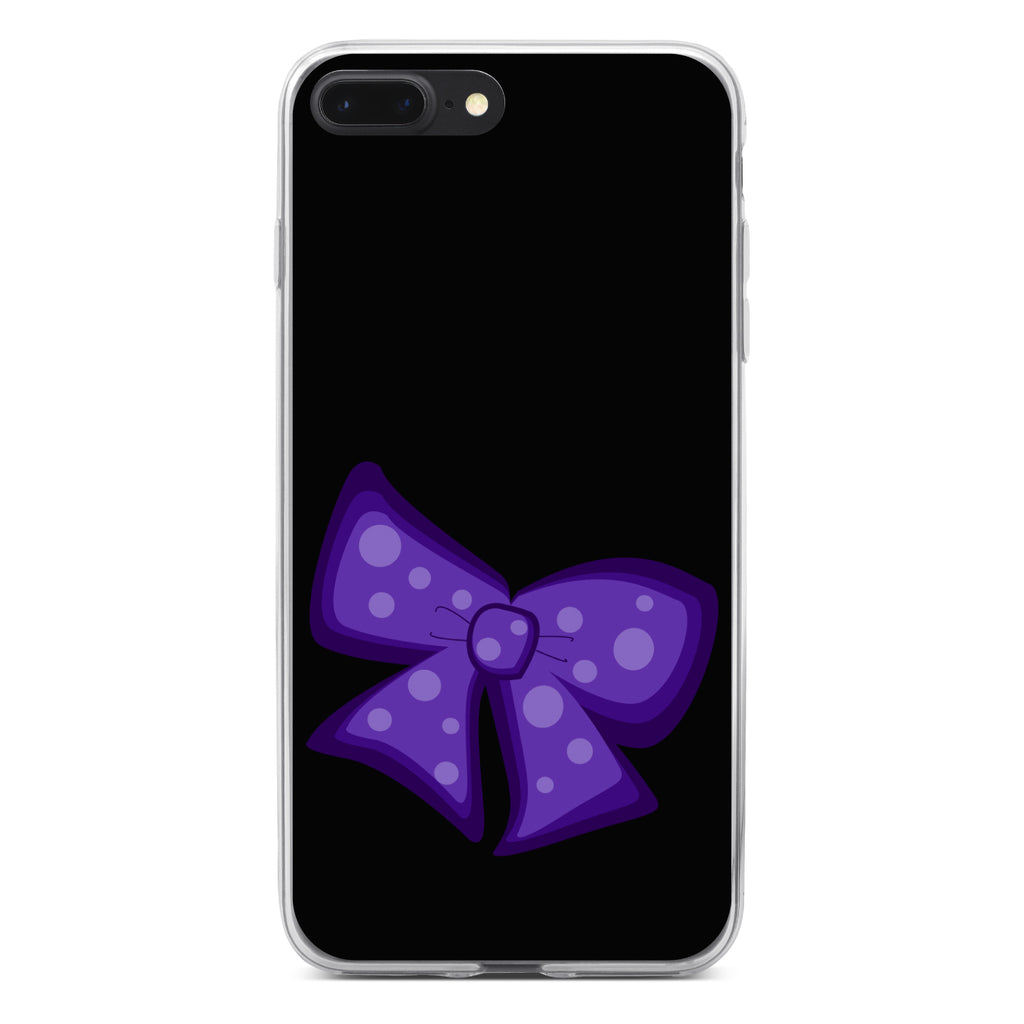 Purple Black Bow Ribbon Clear Shockproof iPhone Case, view 6
