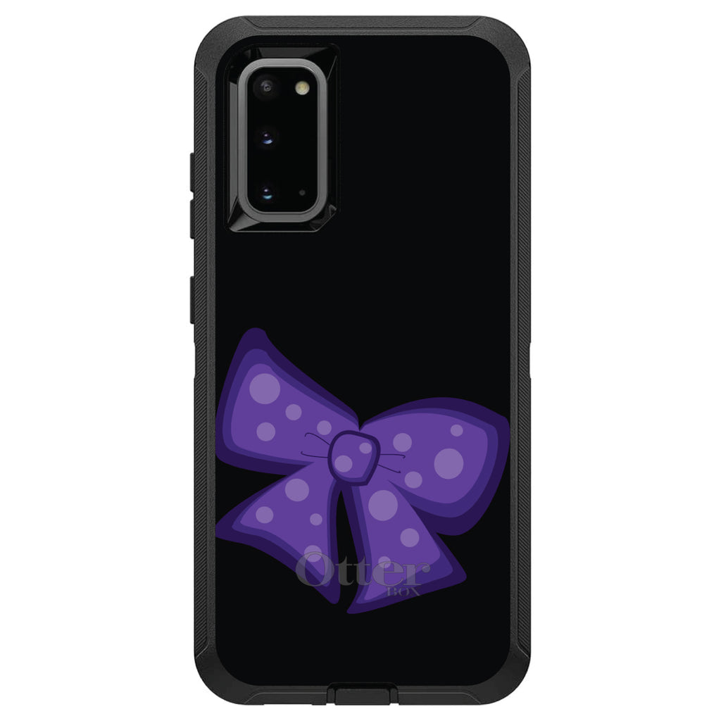 Purple Black Bow Ribbon OtterBox Defender Case for iPhone & Galaxy, view 8